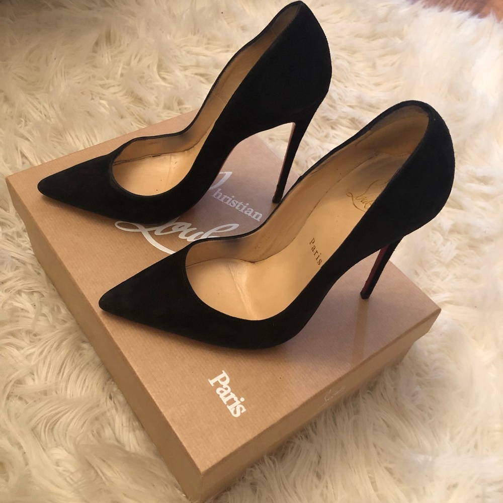 💯 Authentic Christian Louboutin So Kate Black Suede 120 ❤️Receipt Included❤️